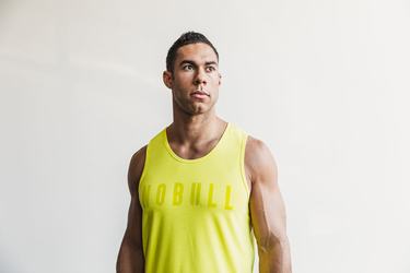 Nobull Neon Men's Tank Tops Yellow | Australia (XU0463)